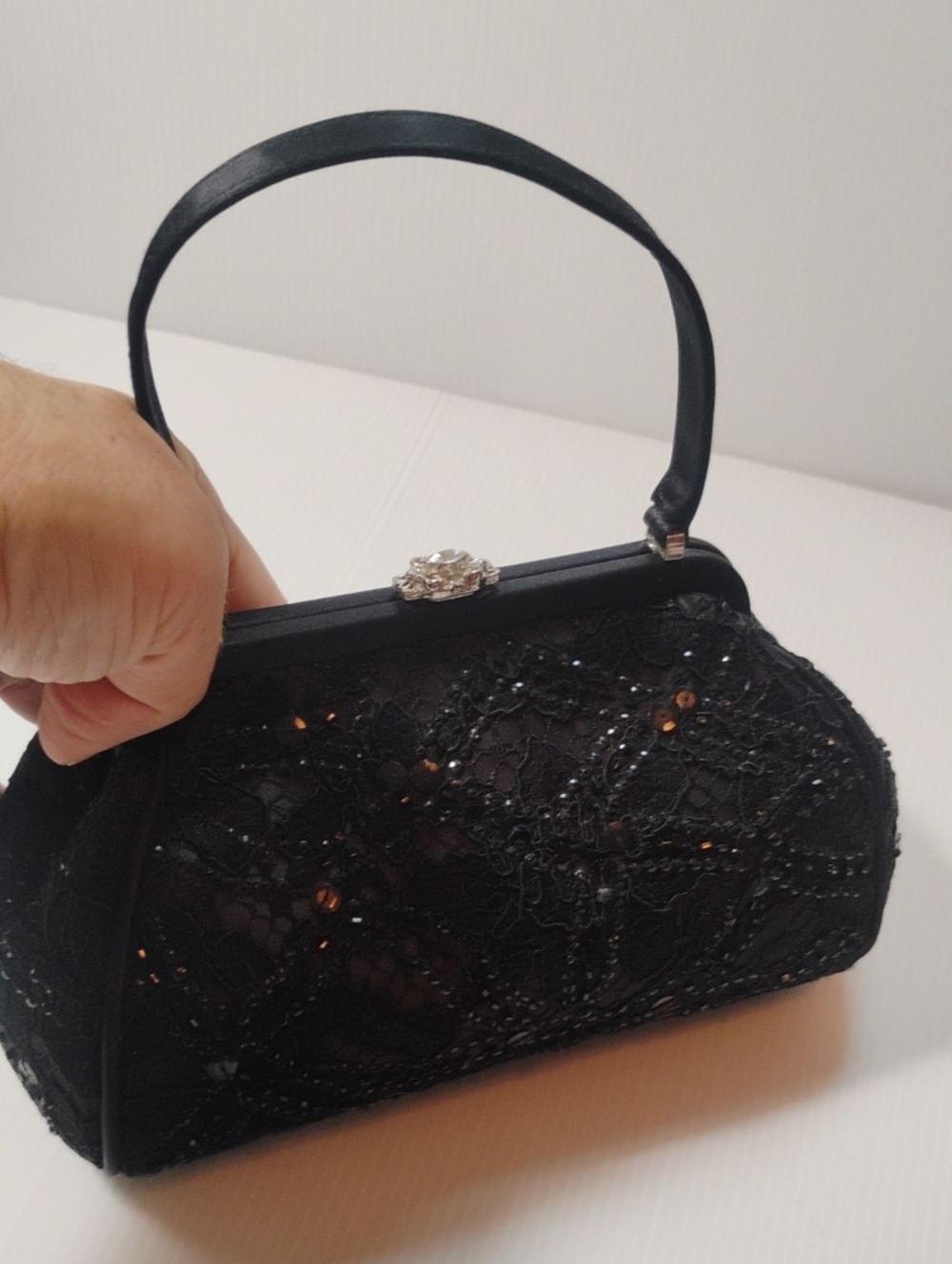 Talbots Vintage Black Beaded Purse/Clutch Vintage And Wonderful - Picture 9 of 11